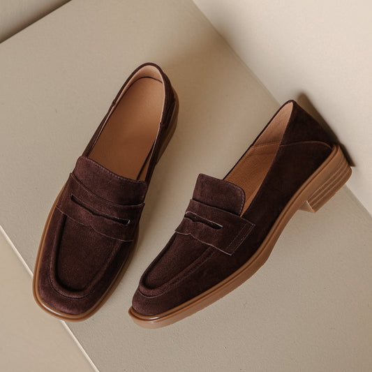 Penny Loafers Handmade Classic Suede Leather Flats Women's Shoes
