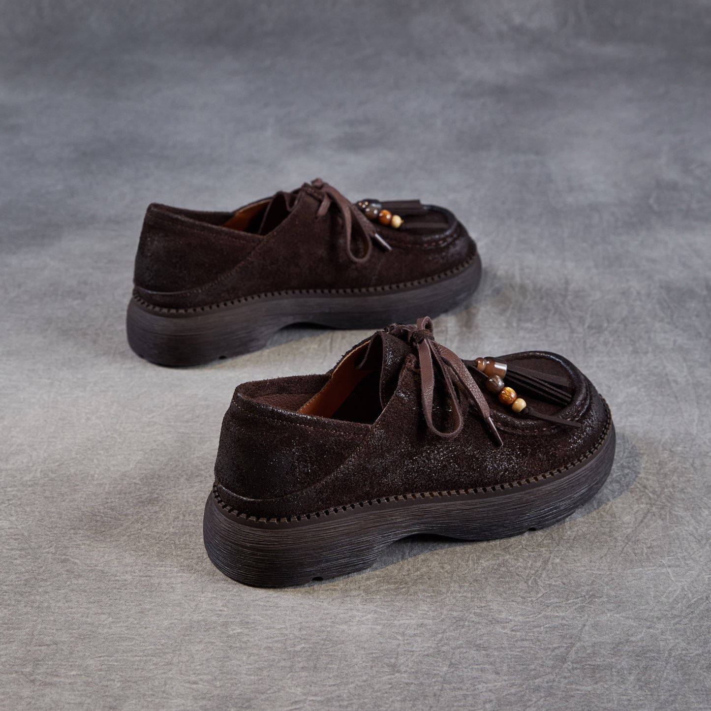 Women’s Suede Tassel Lace-Up Platform Shoes – Casual Everyday Style
