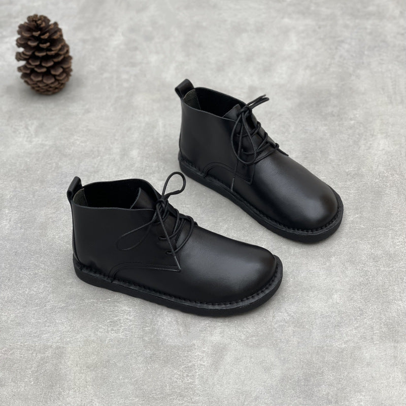 Women's Minimalist Leather Lace-Up Ankle Boots – Everyday Style