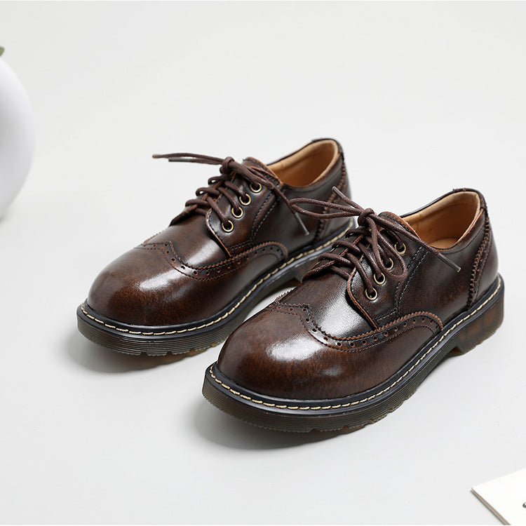 Women's Vintage Oxford Loafers Brogues Lace Up Casual Flats Shoes