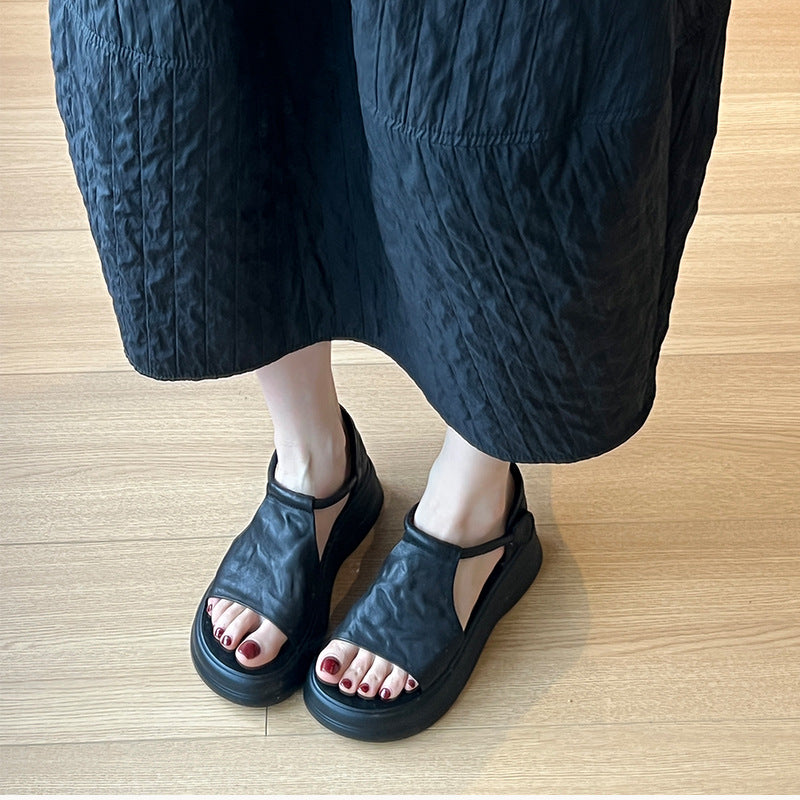 Chic Women's Summer Velcro Sandals – Open-Toe Platform Style