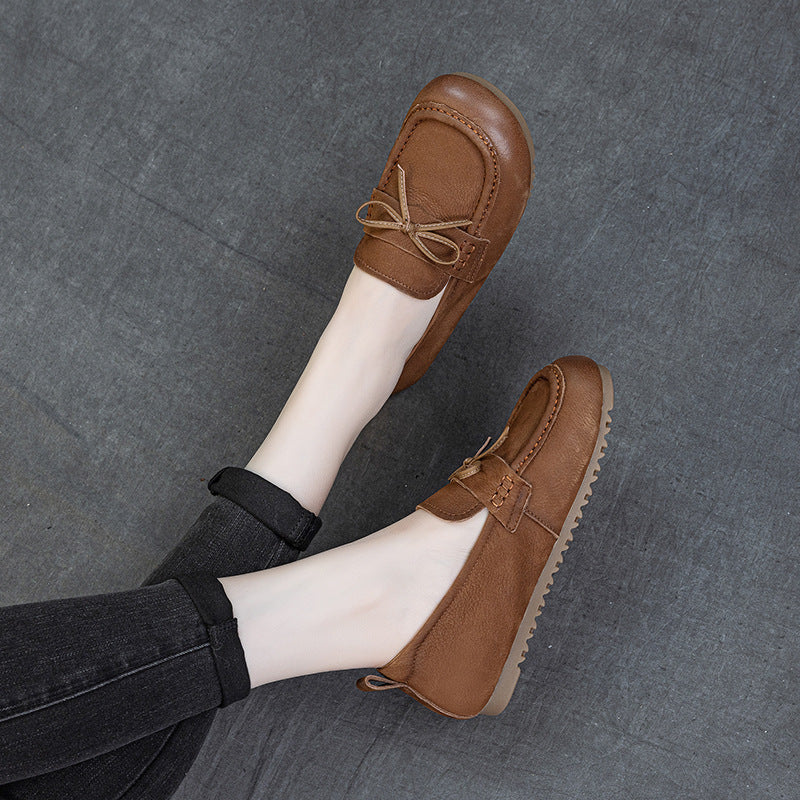 Women's Leather Soft Sole Flats – Comfortable Walking Shoes