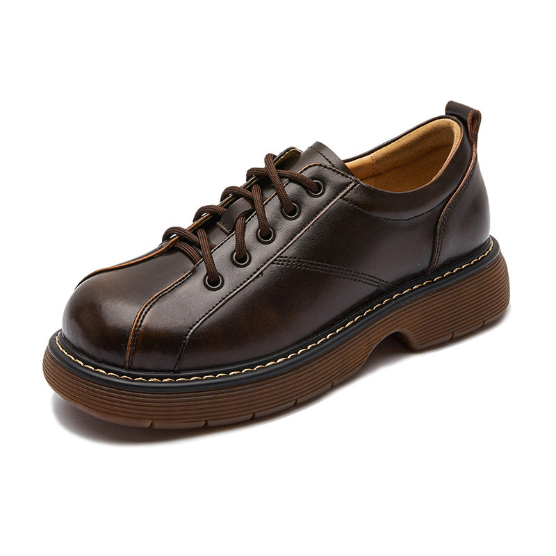 Womens Platform Oxfords Lace Up Flats Leather Shoes