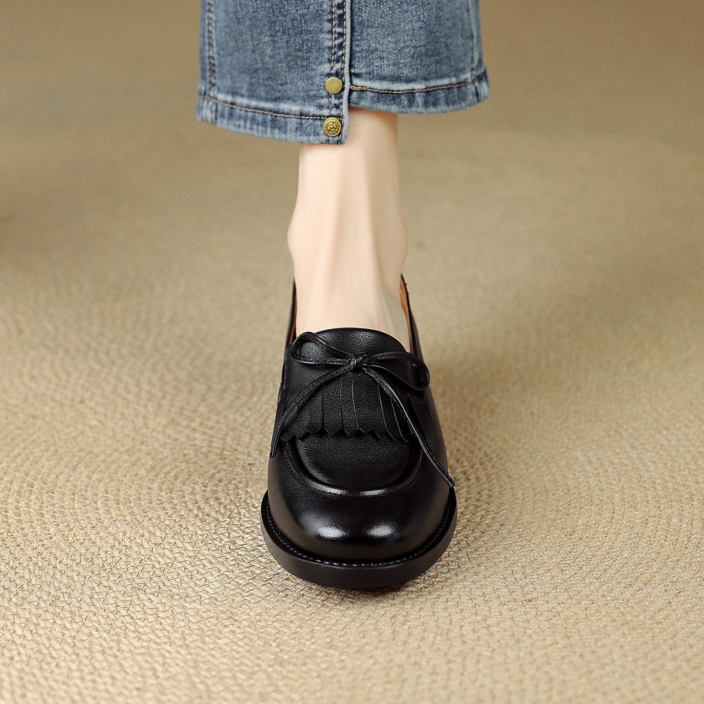 Women's Leather Tassel Loafers Classic British Style Commuter Flats