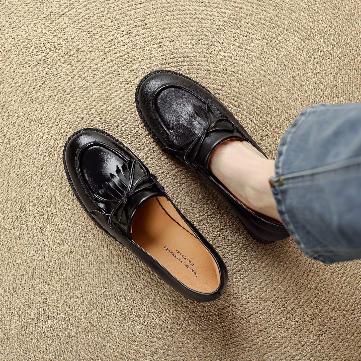 Women's Leather Tassel Loafers Classic British Style Commuter Flats