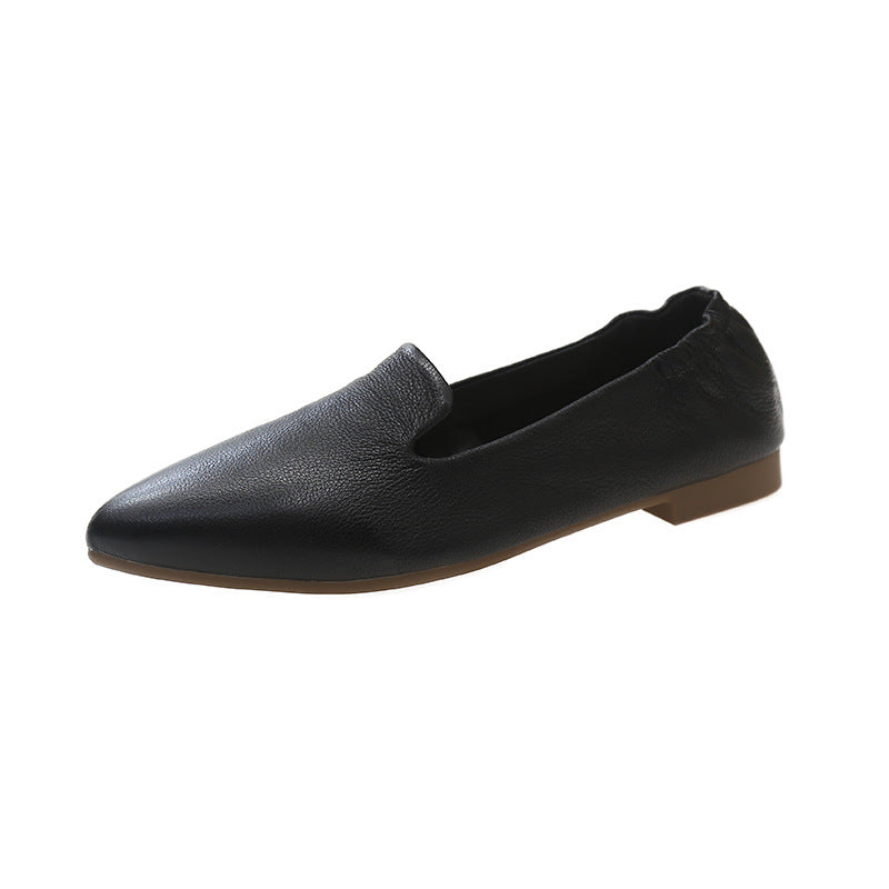 Comfortable Women's Leather Slip-On Flats – Pointed-Toe Everyday Shoes