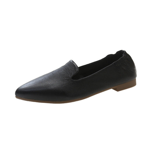 Comfortable Women's Leather Slip-On Flats – Pointed-Toe Everyday Shoes