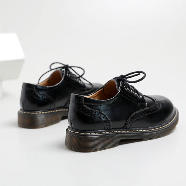 Women's Vintage Oxford Loafers Brogues Lace Up Casual Flats Shoes