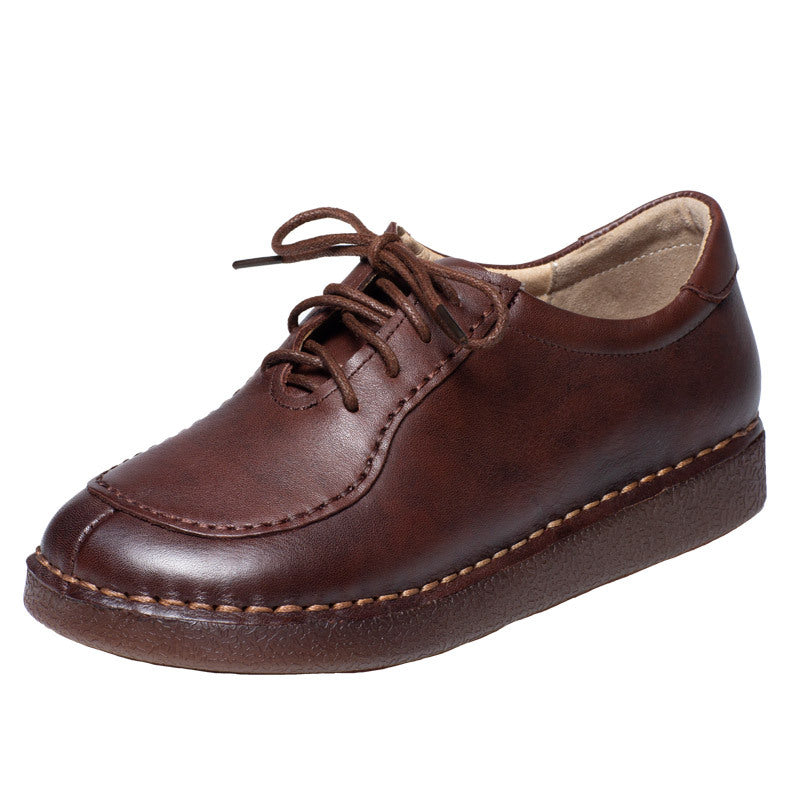 Women's Handmade Leather Casual Daily Oxford & Tie Comfortable Flat Shoes