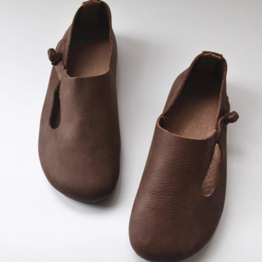 Women's Casual Flat Soft Leather Minimalist Style Slip-on Shoes