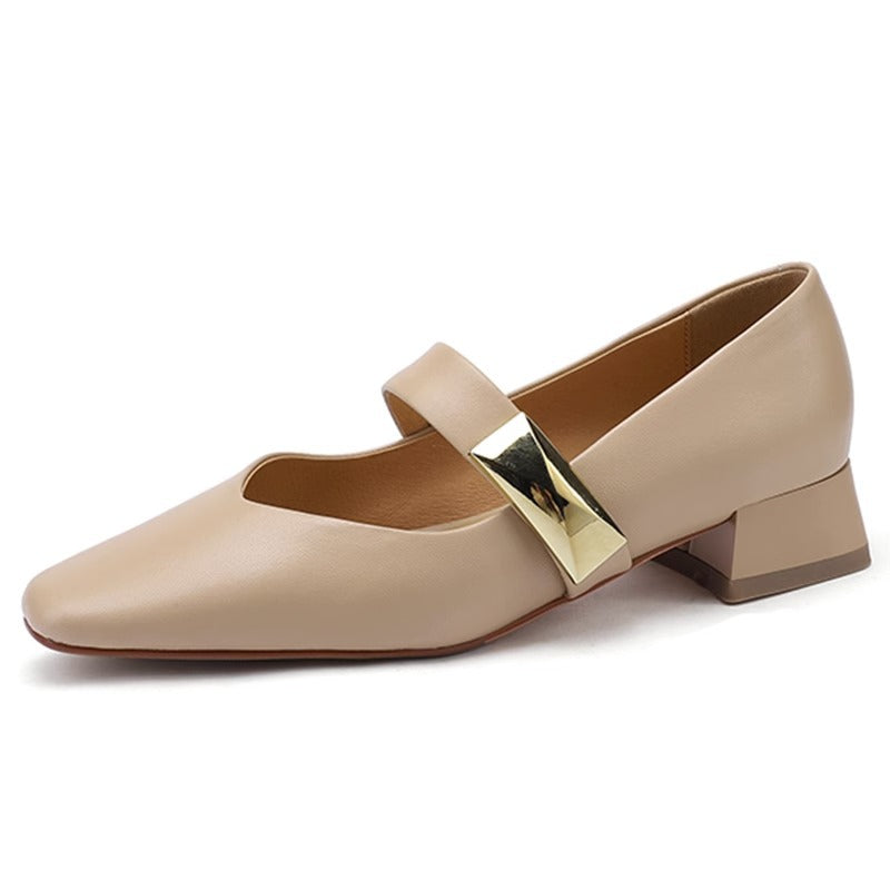 Women's Leather Business Mary Jane Heel Pump