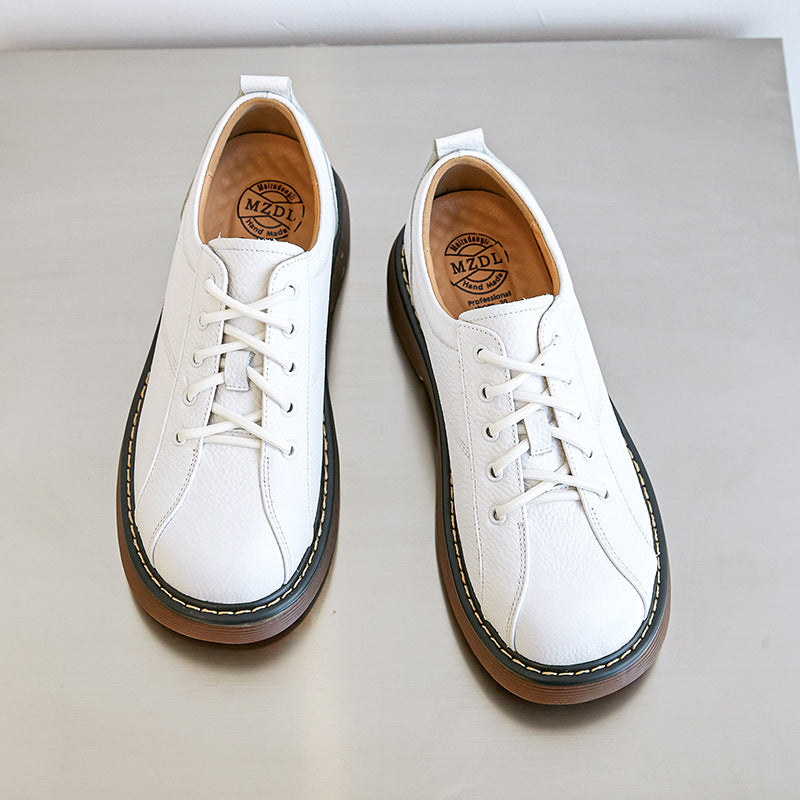 Womens Platform Oxfords Lace Up Flats Leather Shoes