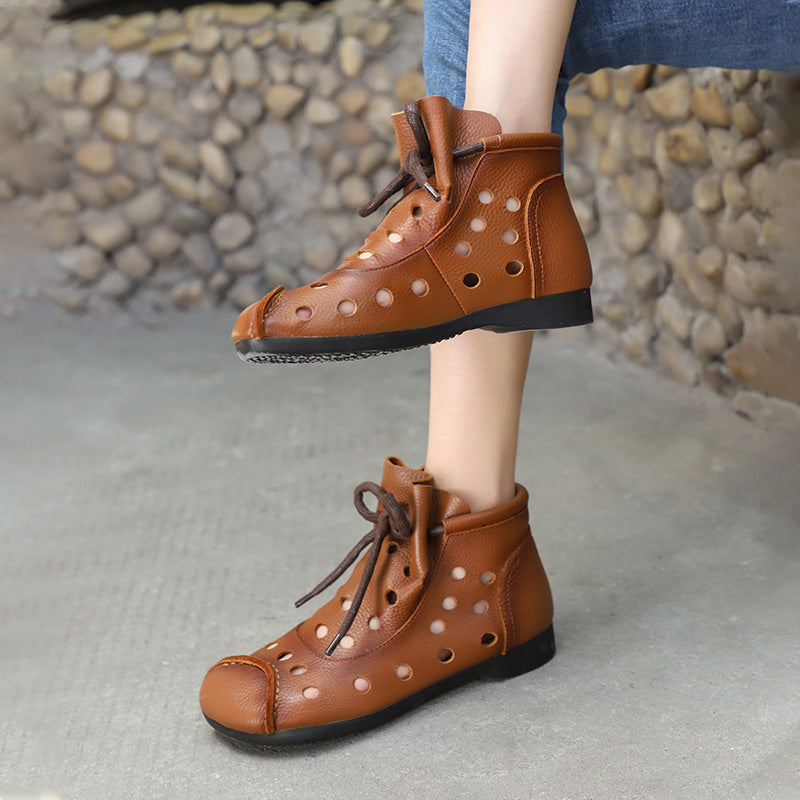 Women's Summer Leather Hollow Out Ankle Boots