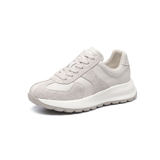 Breathable Leather Trainers – Women’s Retro Lace-Up Sneakers