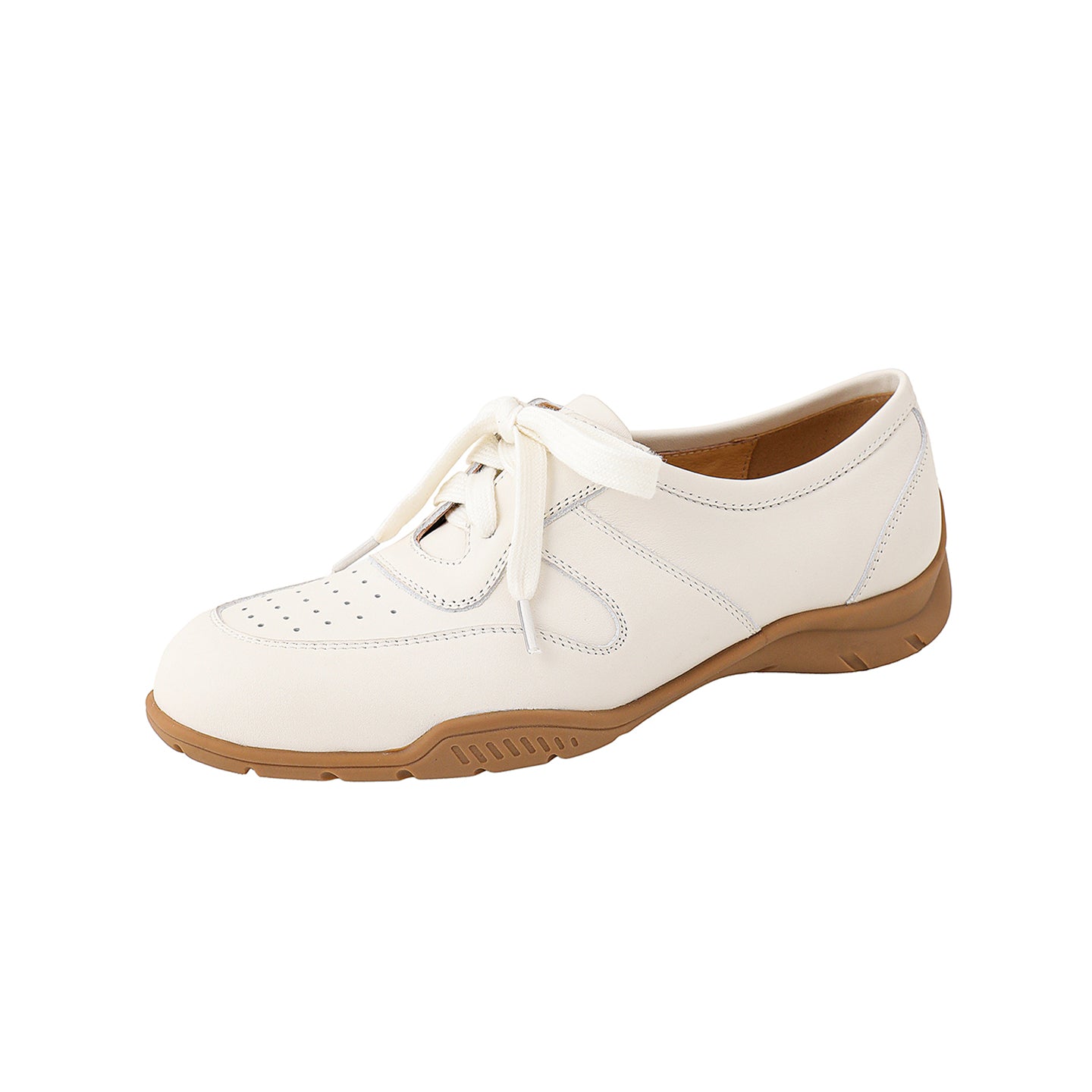 Women's Retro Patchwork Sneakers Vintage Round Toe Perforated Lace-up Flats