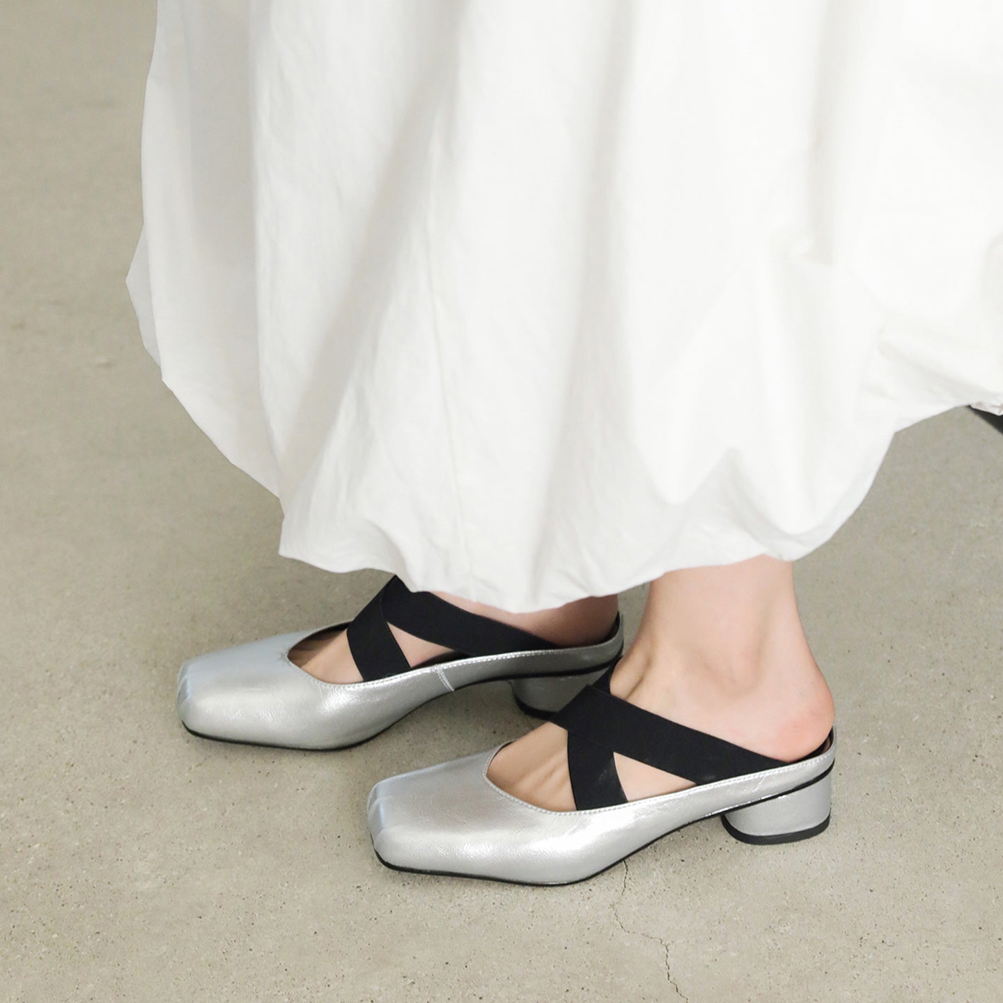 Handmade Sheepskin Cross Strap Mules - Women's Square Toe Mary Jane Block Heels
