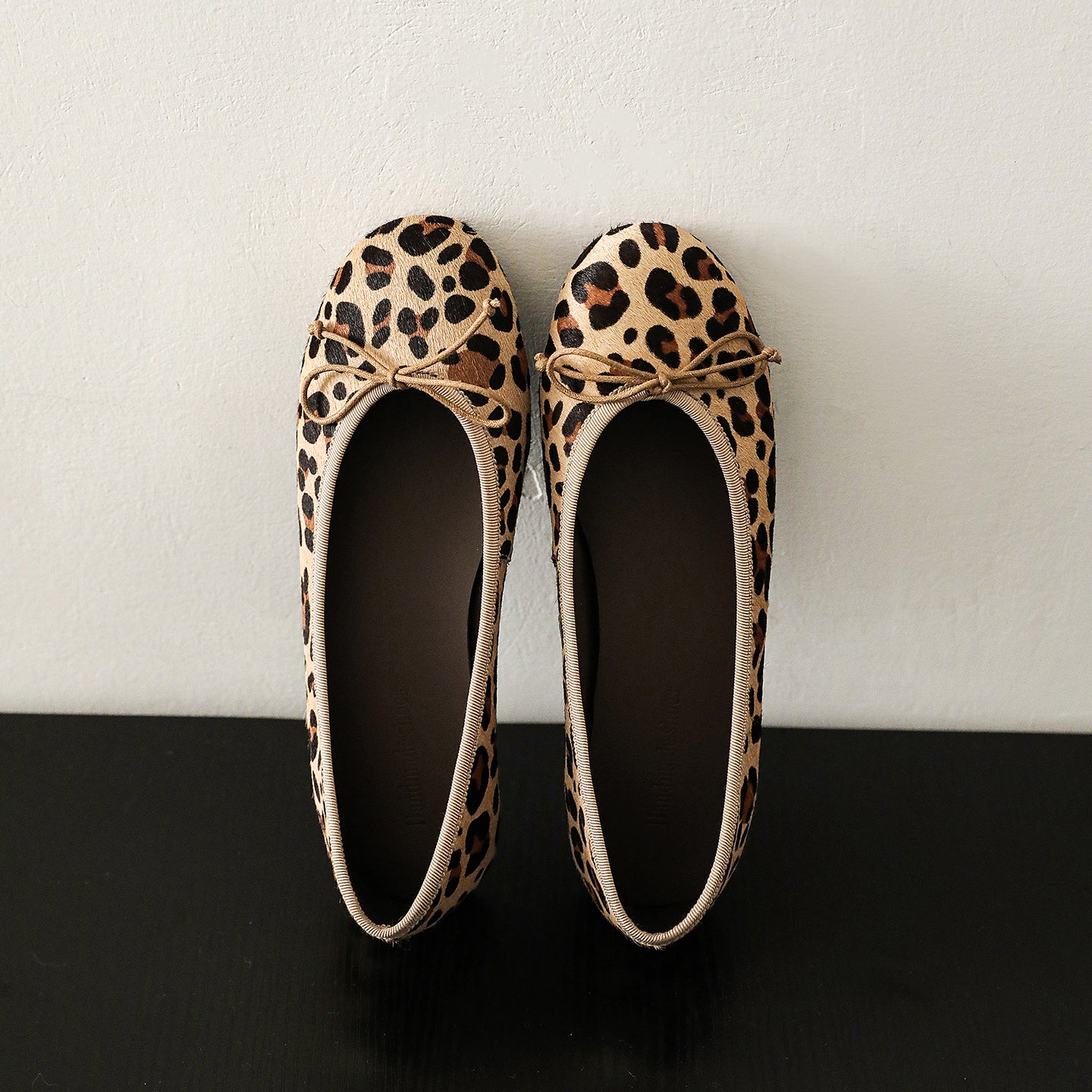 Women's Horsehair Leopard Polka Dot Ballet Flats Vintage Round Toe Bowknot Slip-on Flat Shoes