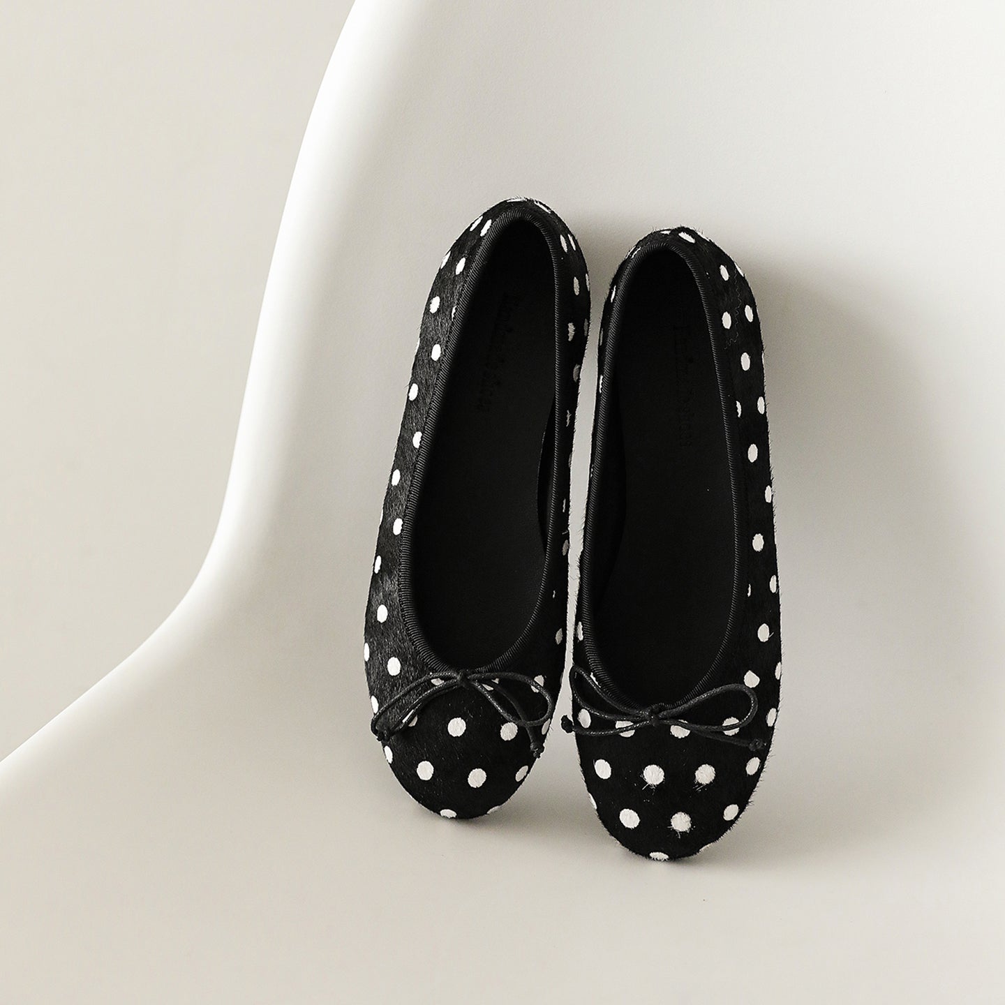 Women's Horsehair Leopard Polka Dot Ballet Flats Vintage Round Toe Bowknot Slip-on Flat Shoes