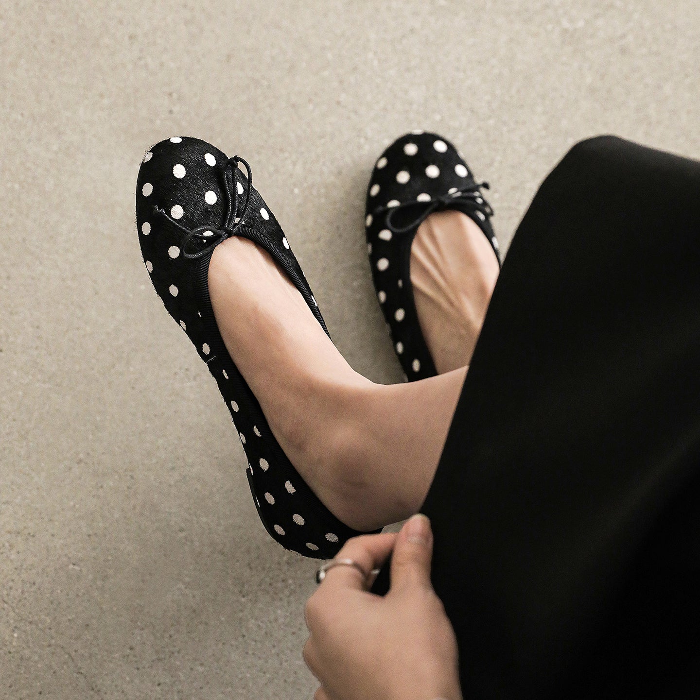 Women's Horsehair Leopard Polka Dot Ballet Flats Vintage Round Toe Bowknot Slip-on Flat Shoes