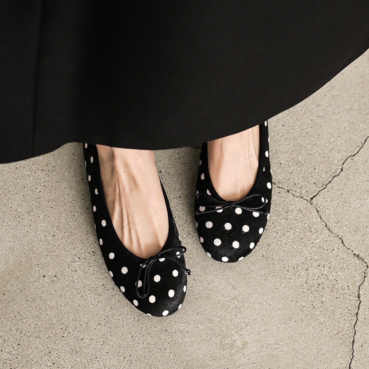Women's Horsehair Leopard Polka Dot Ballet Flats Vintage Round Toe Bowknot Slip-on Flat Shoes