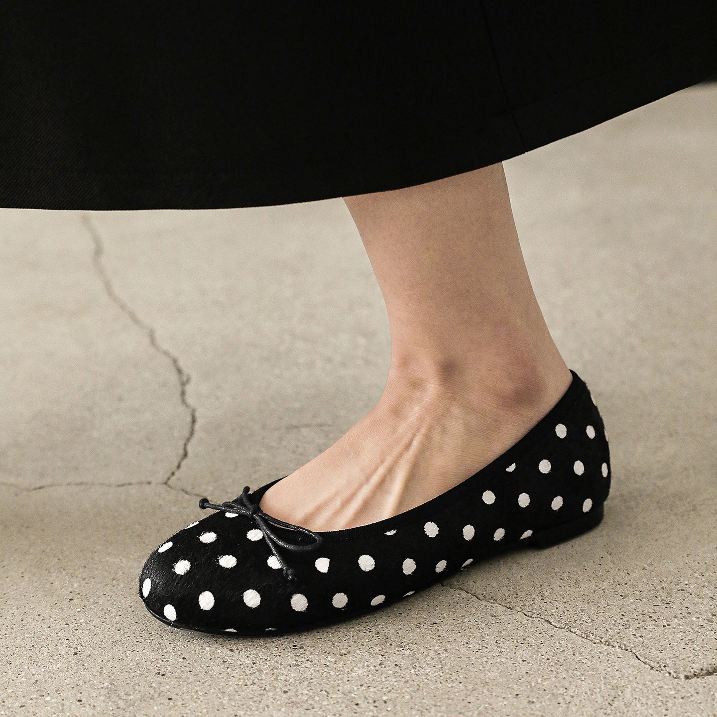 Women's Horsehair Leopard Polka Dot Ballet Flats Vintage Round Toe Bowknot Slip-on Flat Shoes