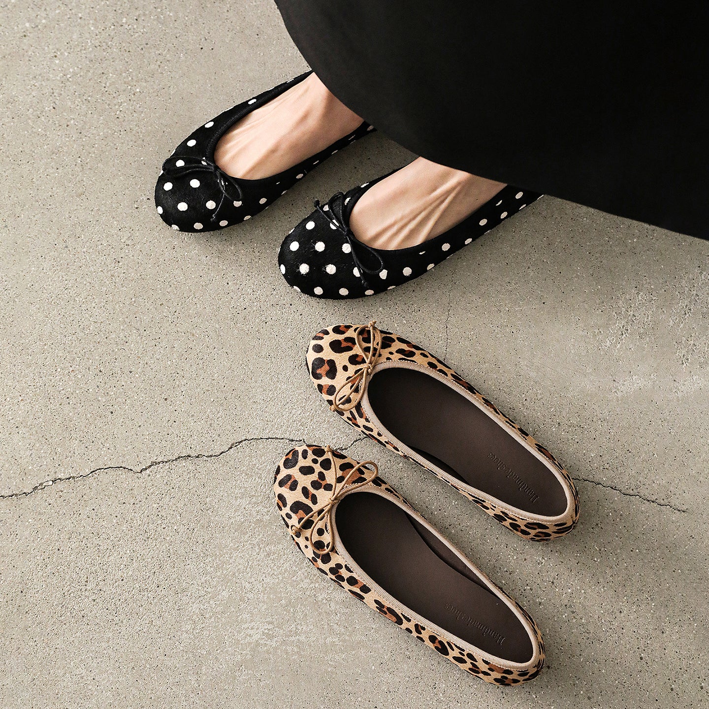 Women's Horsehair Leopard Polka Dot Ballet Flats Vintage Round Toe Bowknot Slip-on Flat Shoes