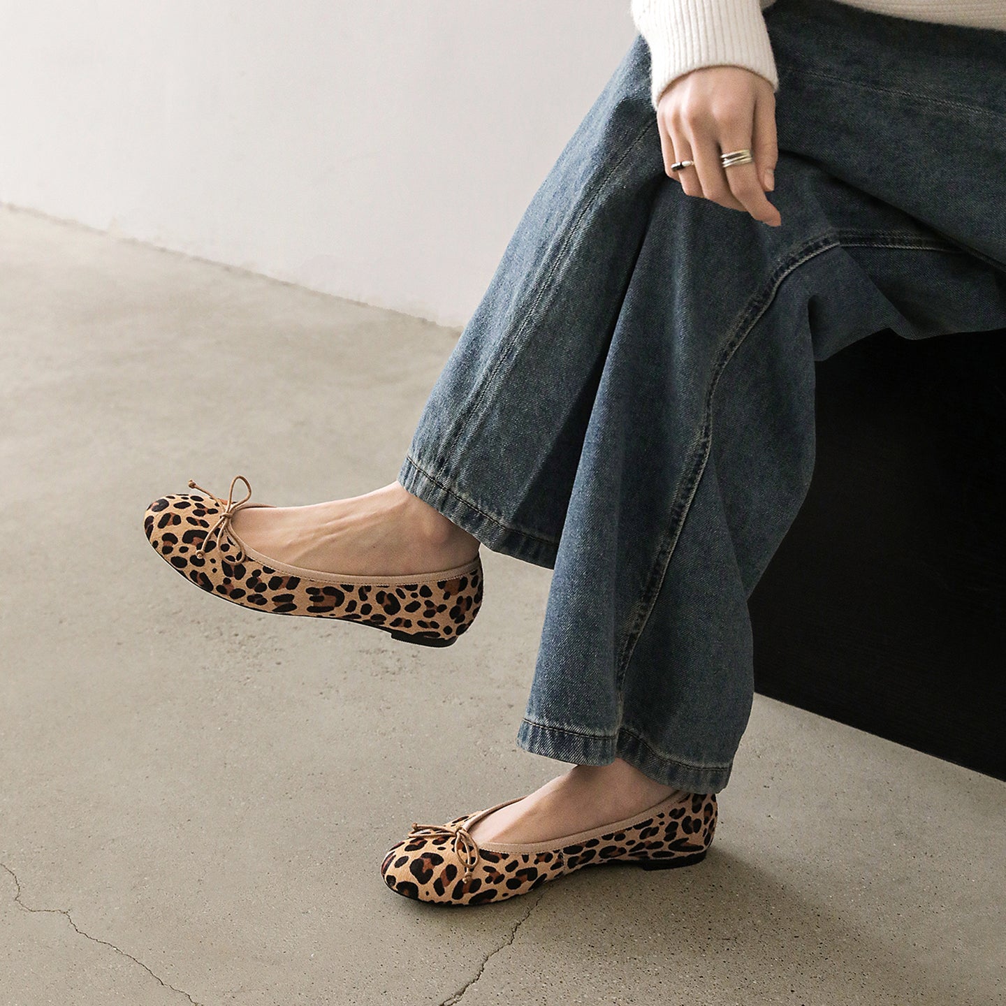 Women's Horsehair Leopard Polka Dot Ballet Flats Vintage Round Toe Bowknot Slip-on Flat Shoes