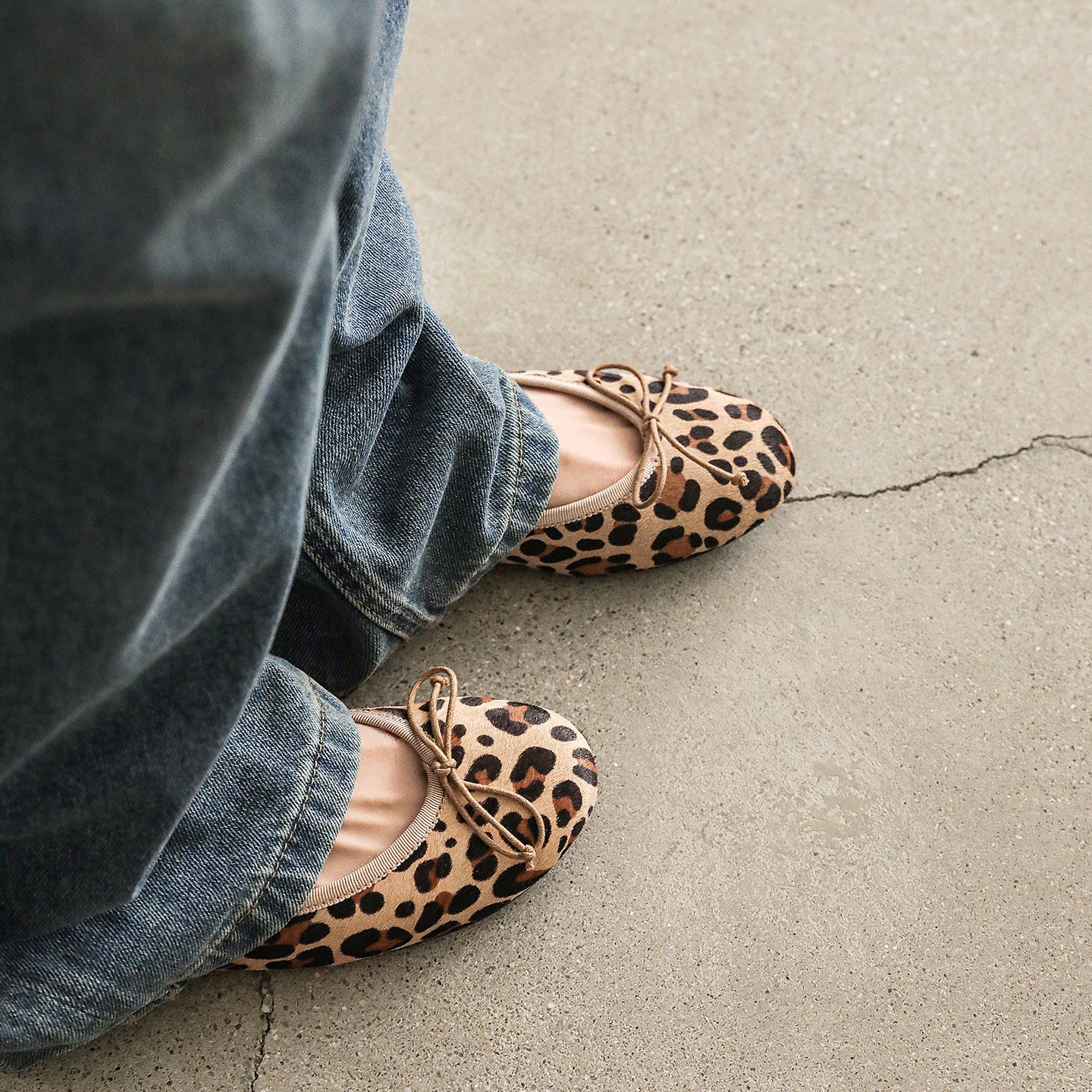 Women's Horsehair Leopard Polka Dot Ballet Flats Vintage Round Toe Bowknot Slip-on Flat Shoes