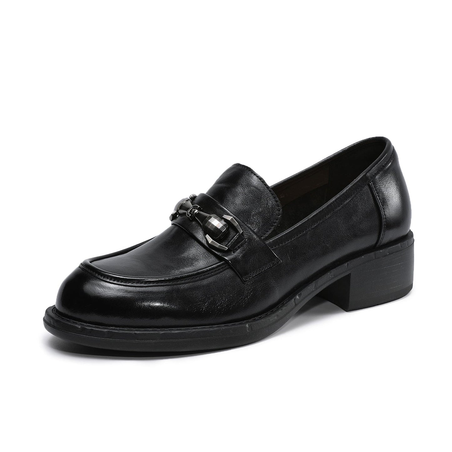 Women's Genuine Leather Casual Shoes Spring Fall Dress Buckle Slip-on Loafers