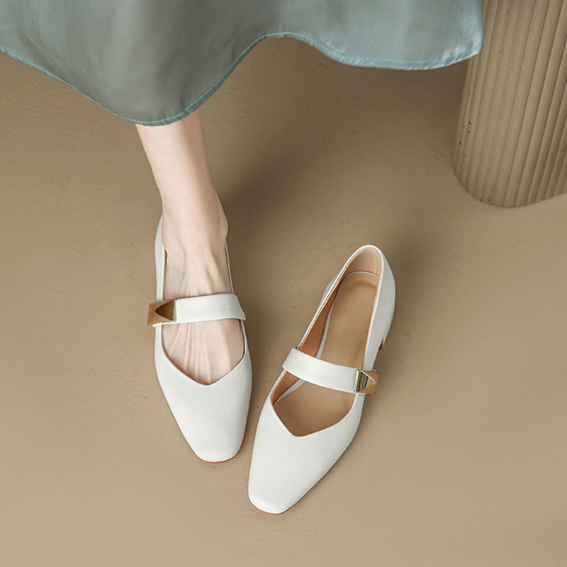 Women's Leather Business Mary Jane Heel Pump