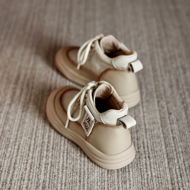 Trendy Women's Leather Platform Sneakers – High-Top Lace-Up Casual Shoes