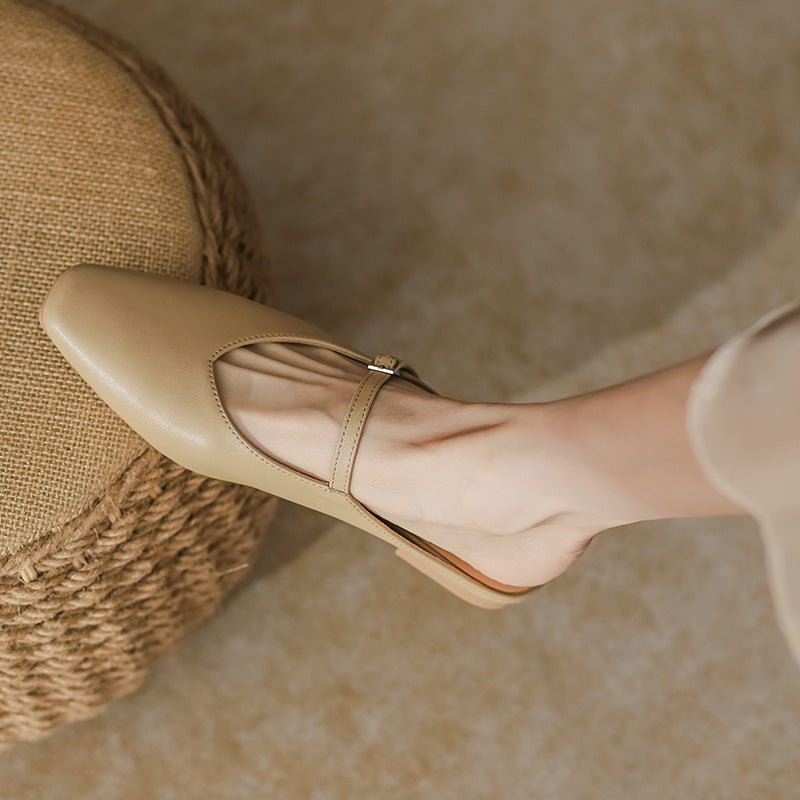 Women's Leather Stylish Comfortable Daily Mule Shoes