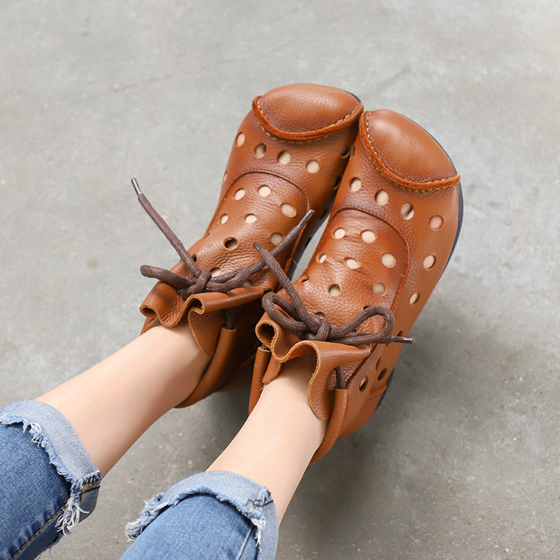 Women's Summer Leather Hollow Out Ankle Boots