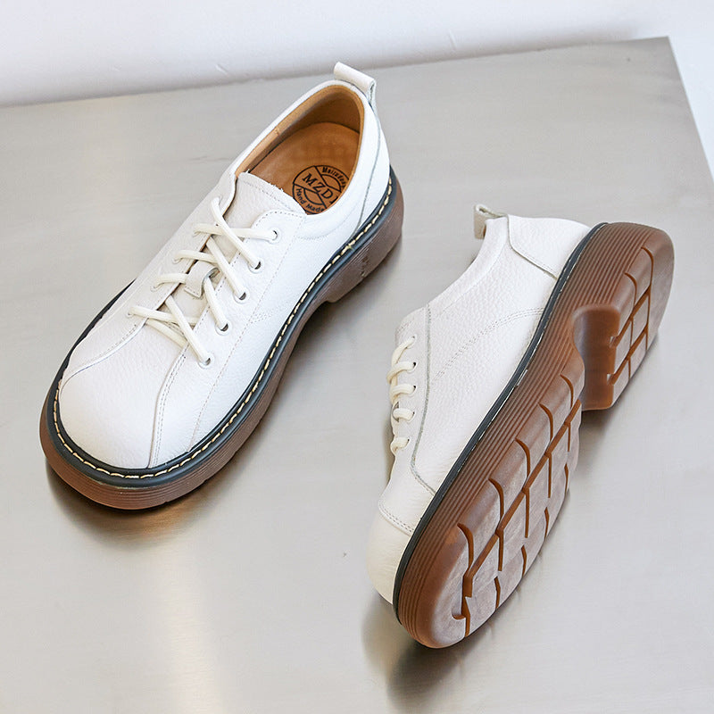 Womens Platform Oxfords Lace Up Flats Leather Shoes