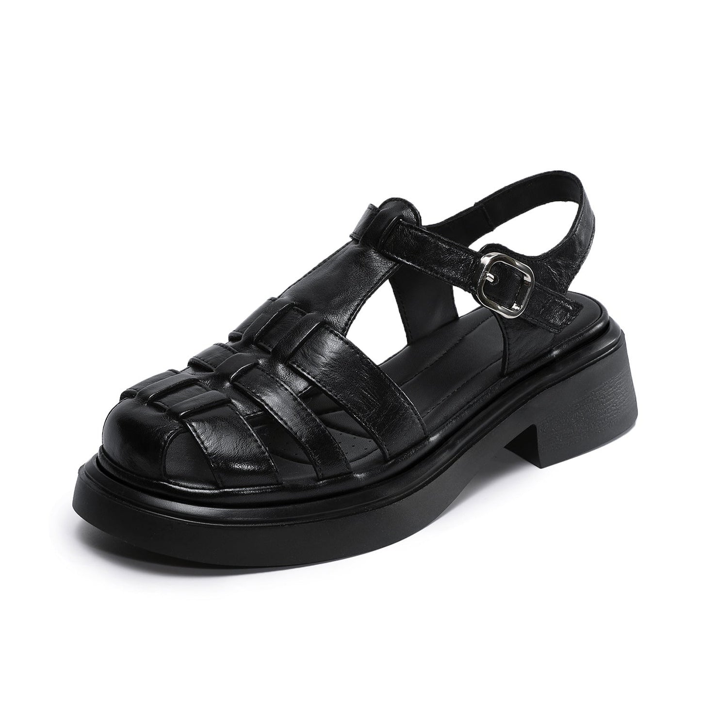 Women's Genuine Leather Casual Sandals Summer Fisherman Platform Wedge Comfort Shoes