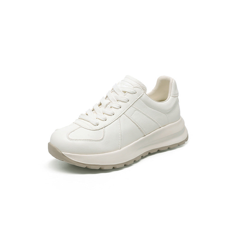 Women’s Leather Platform Sneakers – Lace-Up Casual Style