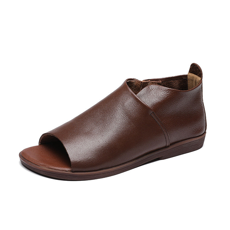 Women's Handmade Leather Open Toe Slip-On Comfort Sandals