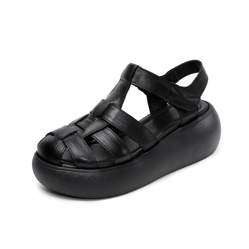 Women's Platform Leather Fisherman Sandals – Handmade Casual Summer Shoes