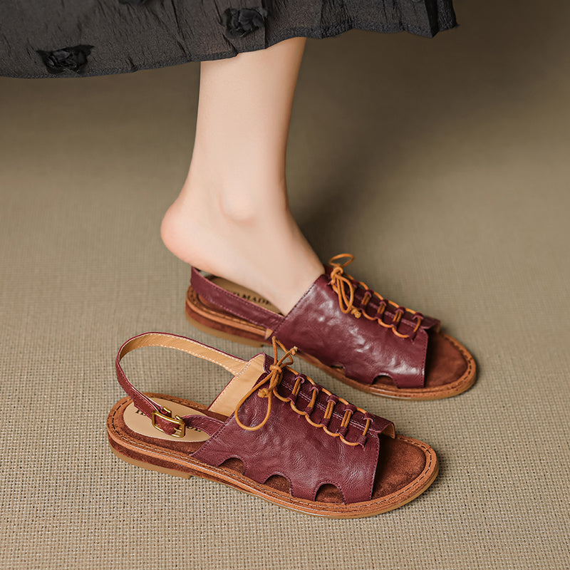 Women's Handmade Leather Boho Style Flat Comfort Open Toe Sandals