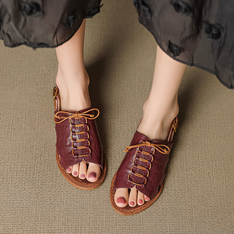 Women's Handmade Leather Boho Style Flat Comfort Open Toe Sandals
