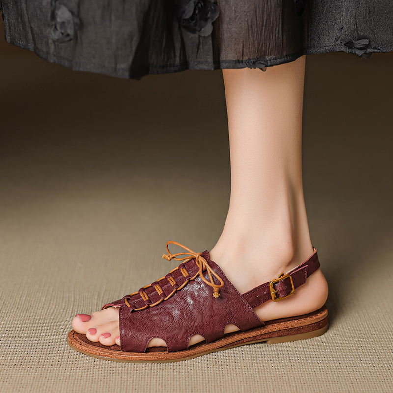 Women's Handmade Leather Boho Style Flat Comfort Open Toe Sandals