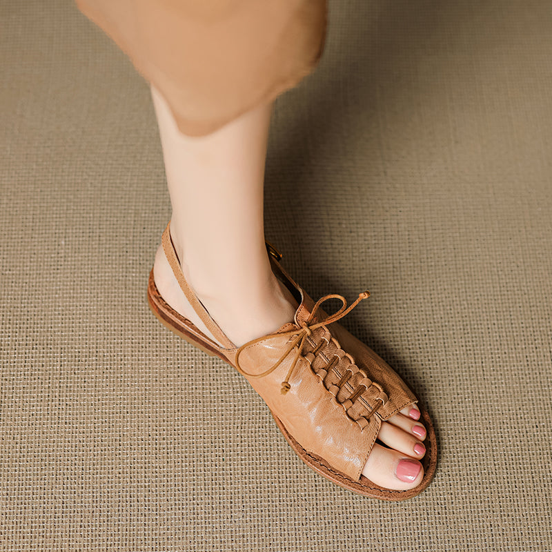 Women's Handmade Leather Boho Style Flat Comfort Open Toe Sandals