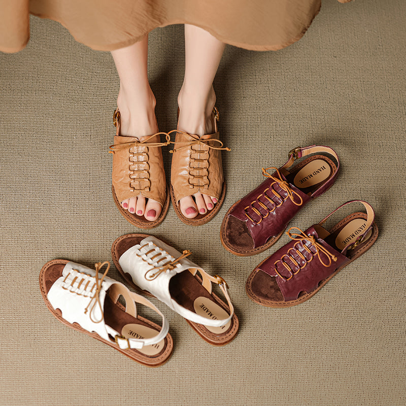 Women's Handmade Leather Boho Style Flat Comfort Open Toe Sandals