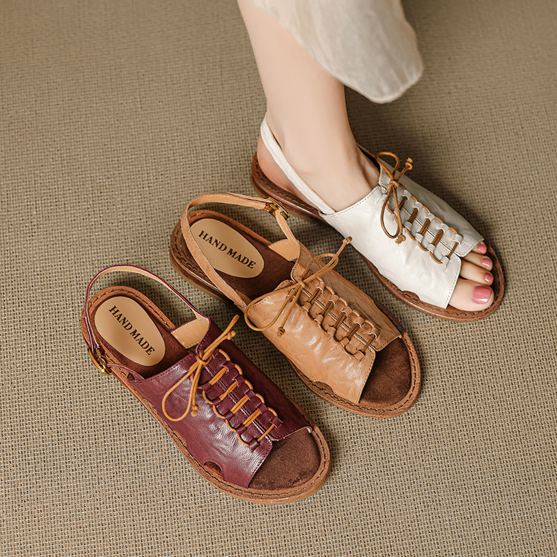 Women's Handmade Leather Boho Style Flat Comfort Open Toe Sandals
