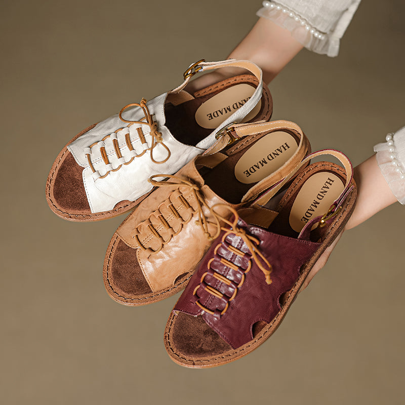 Women's Handmade Leather Boho Style Flat Comfort Open Toe Sandals