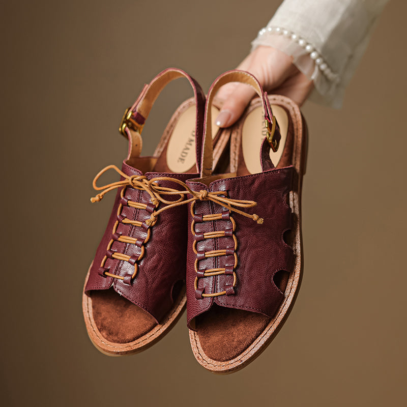 Women's Handmade Leather Boho Style Flat Comfort Open Toe Sandals
