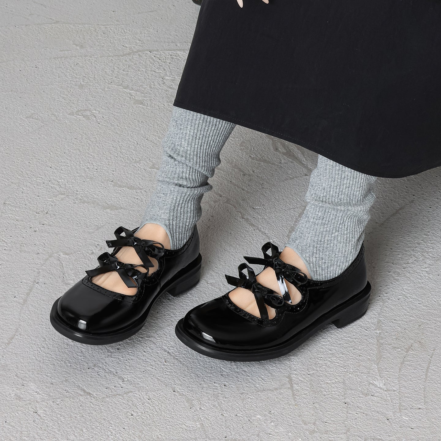 Women's French Style Sweet Bow Leather Shoes - Vintage Scalloped Mary Janes