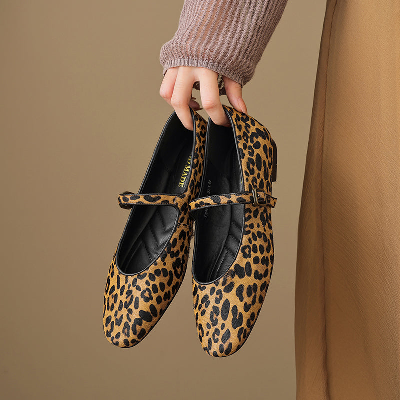 Women’s Office Casual Horse Hair Mary Jane Flats Ballet Flats