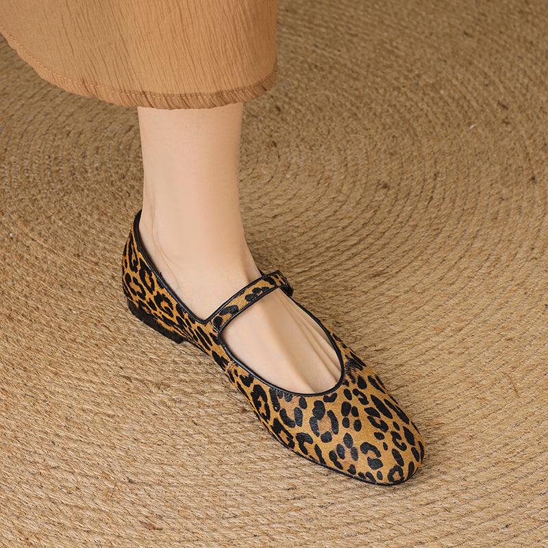 Women’s Office Casual Horse Hair Mary Jane Flats Ballet Flats