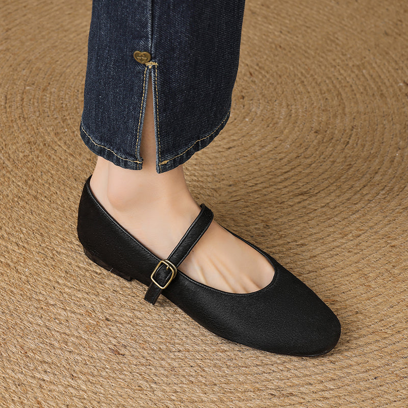 Women’s Office Casual Horse Hair Mary Jane Flats Ballet Flats